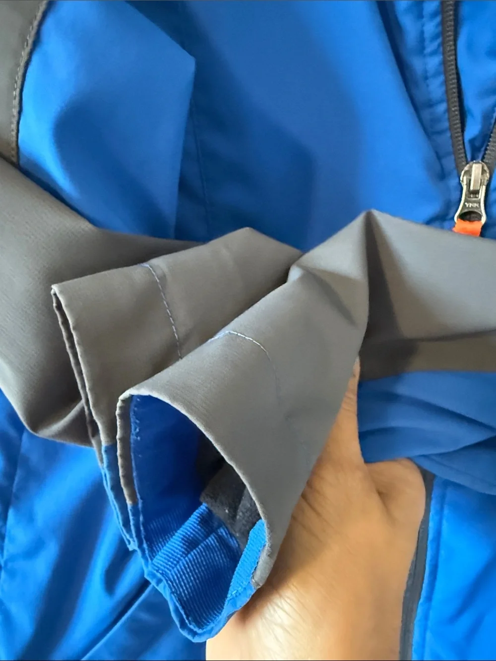 The North Face Boys Blue Gray Polartec Fleece Lined Jacket L 14/16